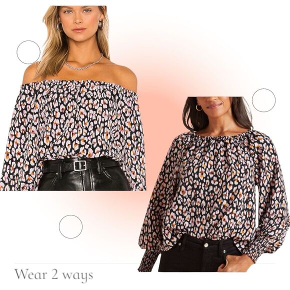 Sanctuary Sunshine Floral Top Wild Animal Dot Print Blouse Women's Medium - Picture 1 of 9